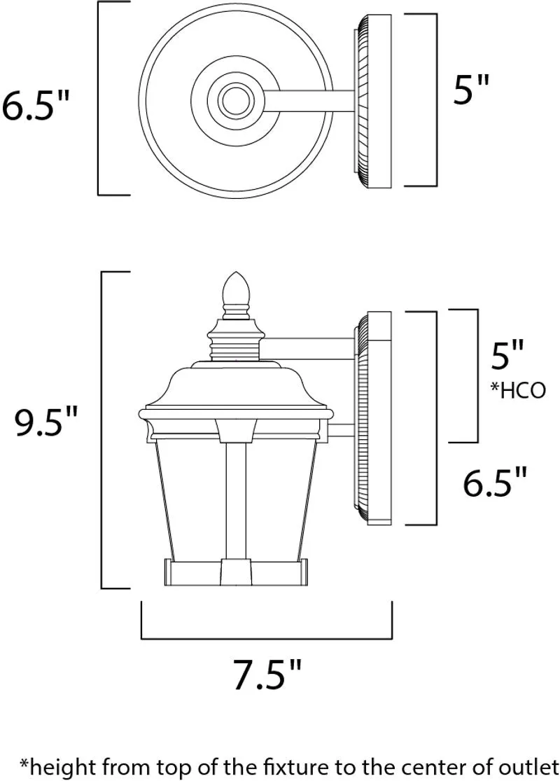 Dover E26 6.5" Single Light Outdoor Wall Sconce in Bronze