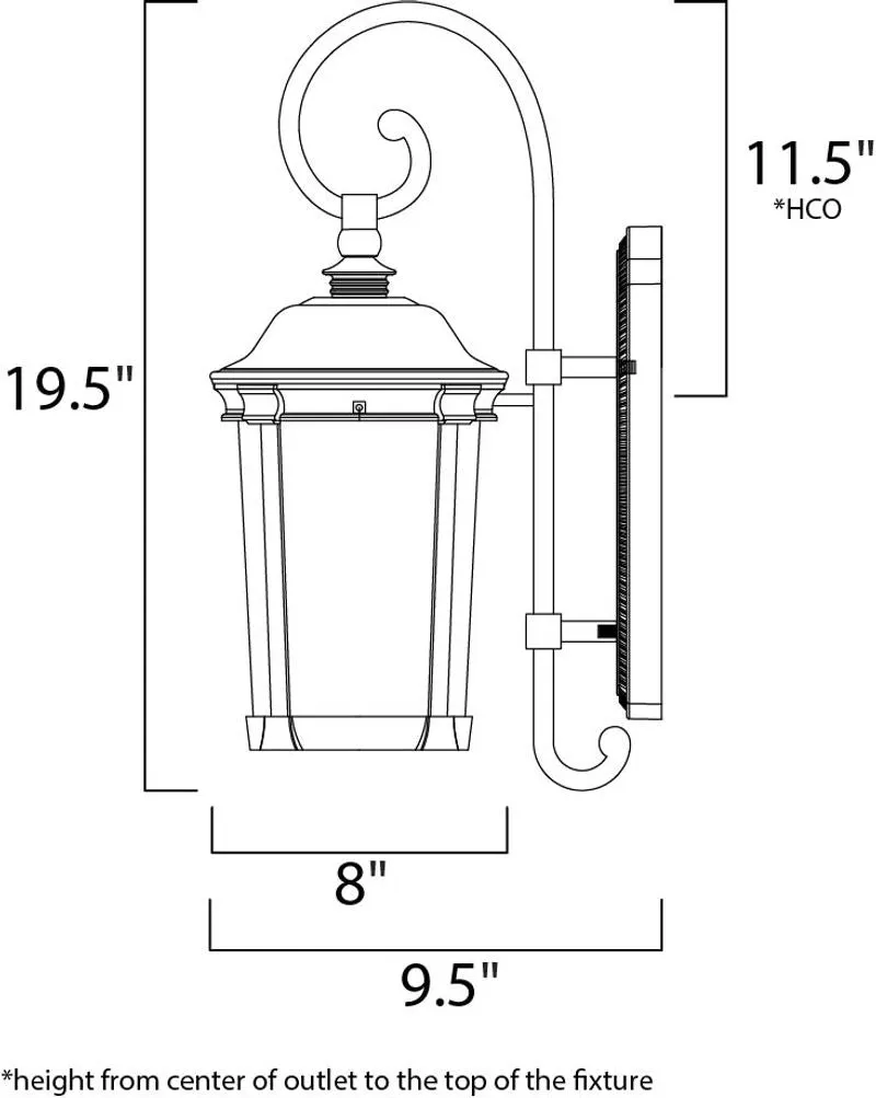 Dover VX 8" Single Light Outdoor Wall Mount in Bronze