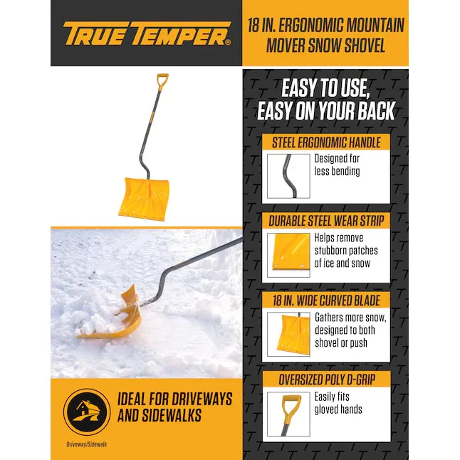 ET NTD7200439 True Temper 18" Poly Snow Shovel w/ 38" Steel Handle