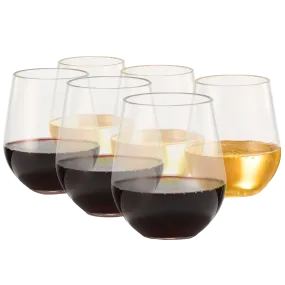 European Style Unbreakable Elegant Acrylic Stemless Wine Glasses 15 oz | Set of 6 | 100% Tritan Shatterproof BPA-free Reusable Plastic Glassware, Perfect For Homes & Bars | Dishwasher-Safe, Clear by The Wine Savant