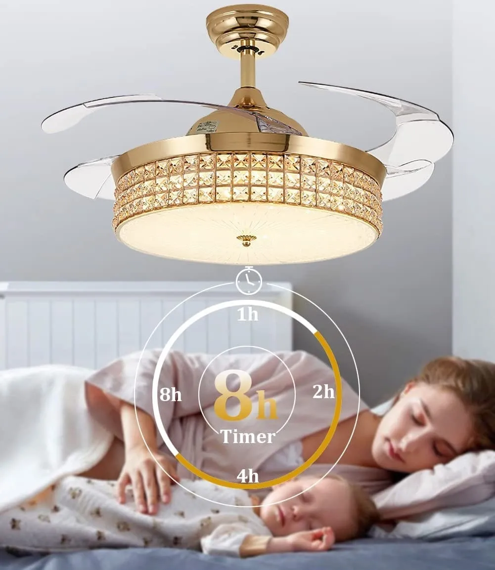 Fandelier Crystal Chandelier Ceiling Fan with Remote Control