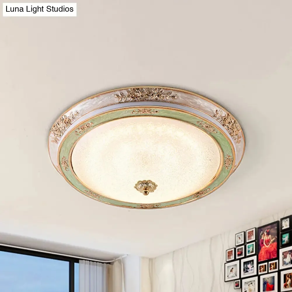 Green Seeded Glass Flush Mount LED Lamp in Warm/White Light, Available in 3 Sizes: 14", 16", 19.5