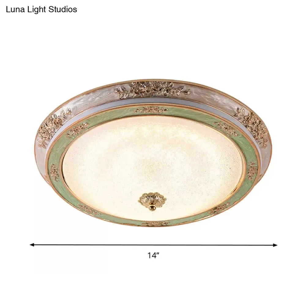 Green Seeded Glass Flush Mount LED Lamp in Warm/White Light, Available in 3 Sizes: 14", 16", 19.5