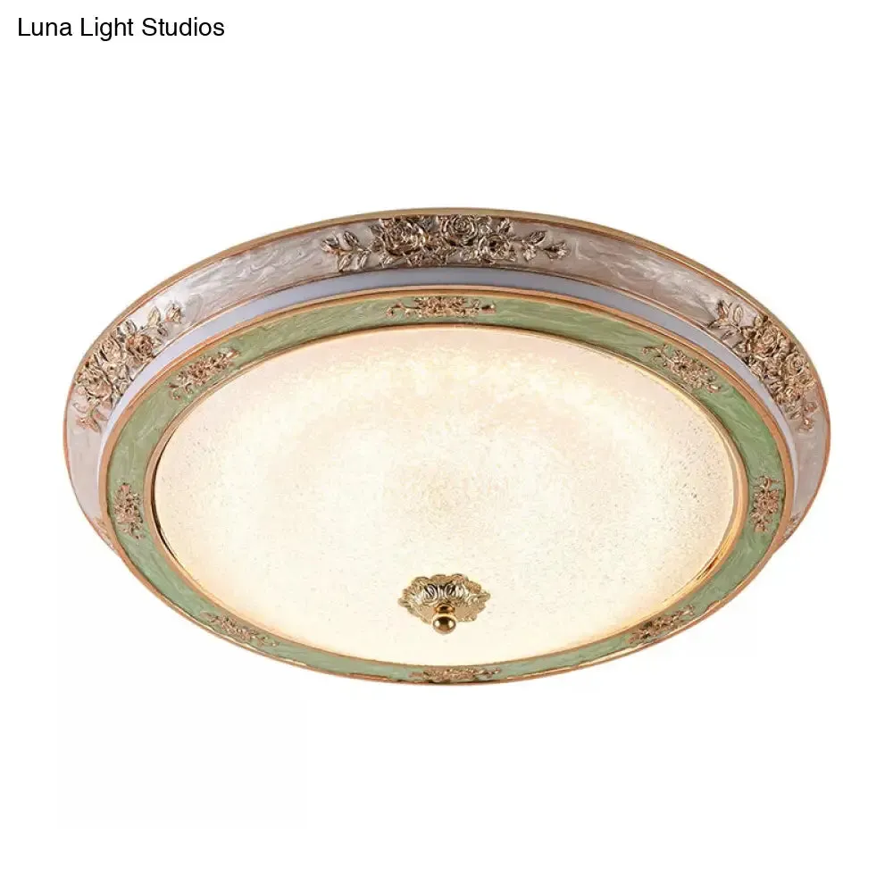 Green Seeded Glass Flush Mount LED Lamp in Warm/White Light, Available in 3 Sizes: 14", 16", 19.5