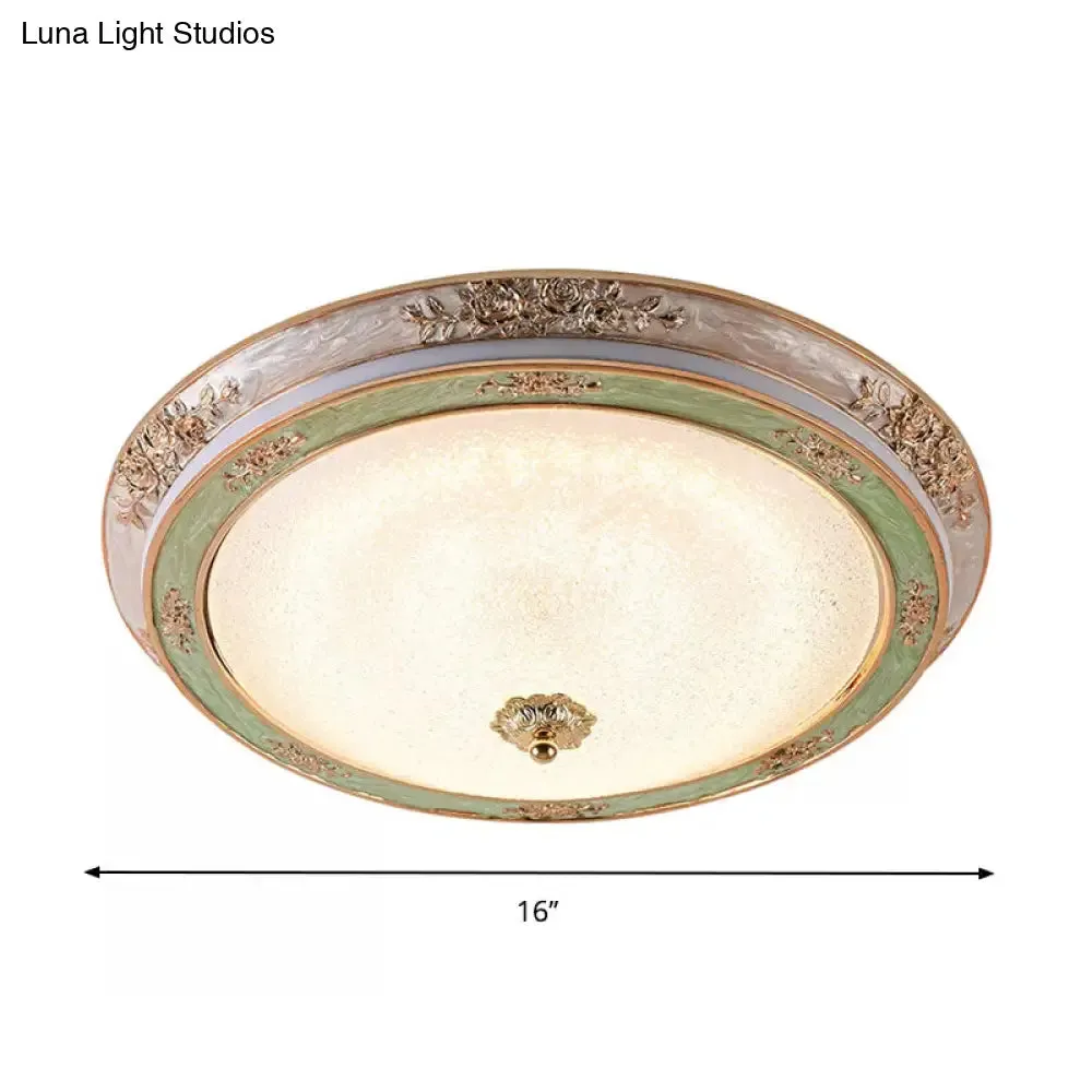 Green Seeded Glass Flush Mount LED Lamp in Warm/White Light, Available in 3 Sizes: 14", 16", 19.5