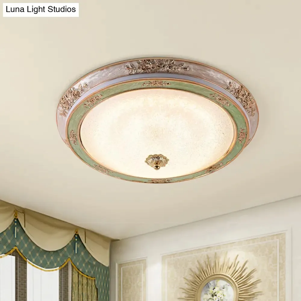 Green Seeded Glass Flush Mount LED Lamp in Warm/White Light, Available in 3 Sizes: 14", 16", 19.5