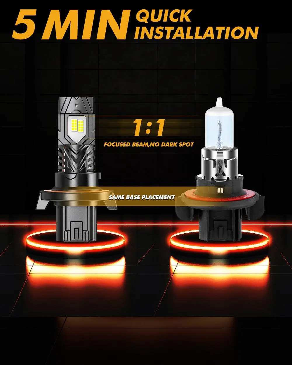 🆕H13/9008 LED Headlight Bulbs Q40 Series Ultra-High Brightness 120W 30000LM 6500K Cool White | 2 Bulbs