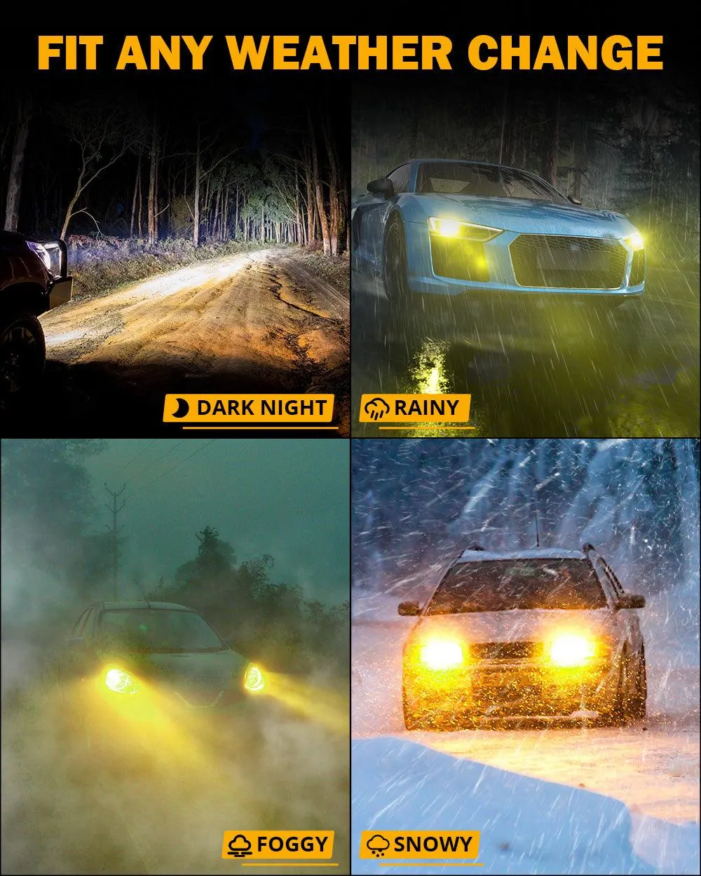 🆕H4/9003 RGB LED Headlight Bulbs/DRL/Fog Light R7 Series 70W 25000LM 65000K Cool White   RGB Remote Control | 2 Bulbs