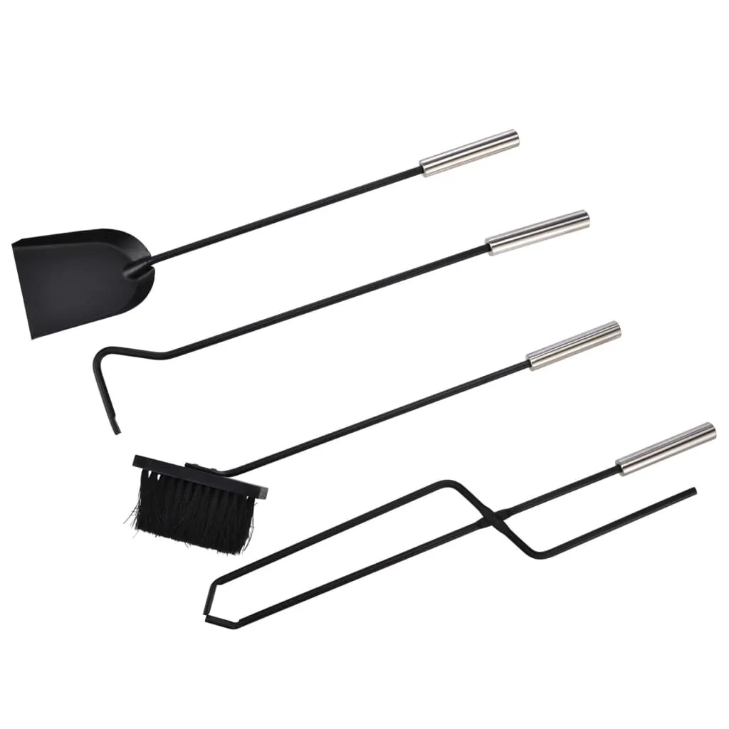 HI Fireplace Tool Set 5 pcs Silver 23x15x52 cm