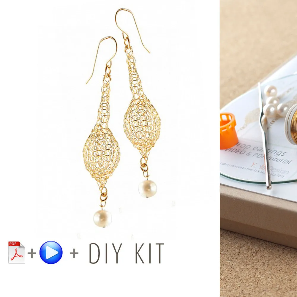 How to wire crochet drop earrings - DIY kit