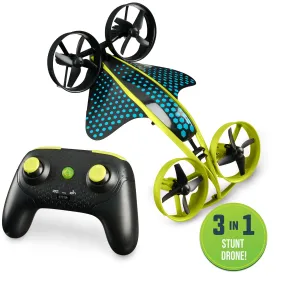 Hybrid Stunt Drone 3-in-1 Air To Water Quadcopter Remote Control Flying Toy/Diving Boat/Racing Car for Kids