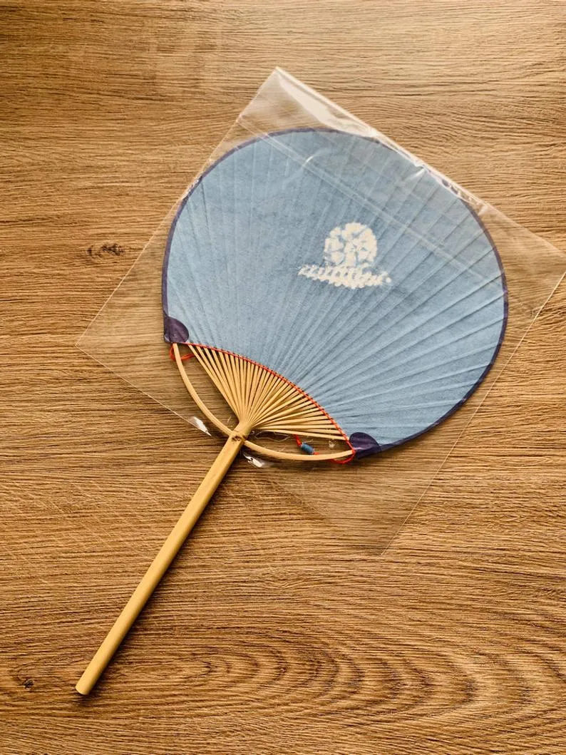 Indigo Paddle Hand Fan 【Blossom】