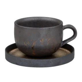 Iron Glaze Coffee Cup and Saucer (280ml)-07