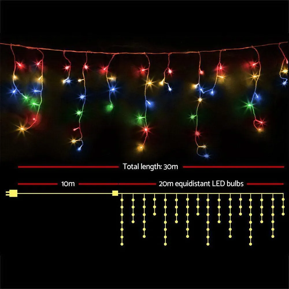 Jingle Jollys 800 LED Christmas Icicle Lights Mutlicolour