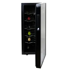 Koolatron 12 Bottle Wine Cooler, Black, Thermoelectric Wine Fridge, 1 cu. ft. (28L), Freestanding Wine Cellar, Red, White and Sparkling Wine Storage for Small Kitchen, Apartment, Condo, RV