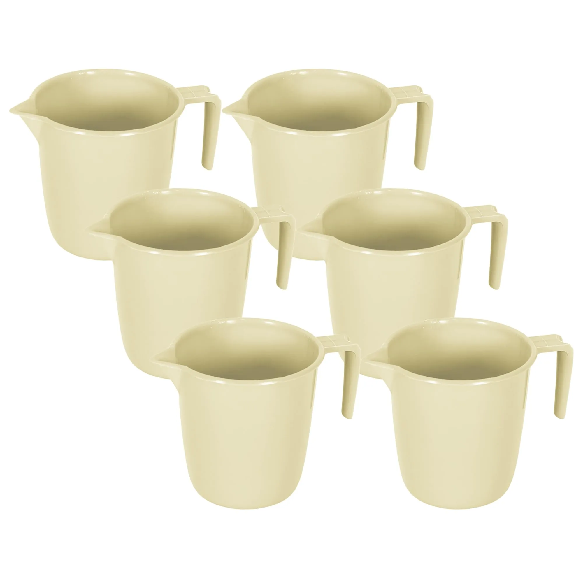 Kuber Industries Bathroom Mug | Plastic Bath Mug for Bathroom | Bath Mug | Mug for Bathroom | Mug for Toilet | Washroom Jug | 111 Bath Mug | 1 LTR | Pack of 6 | Beige