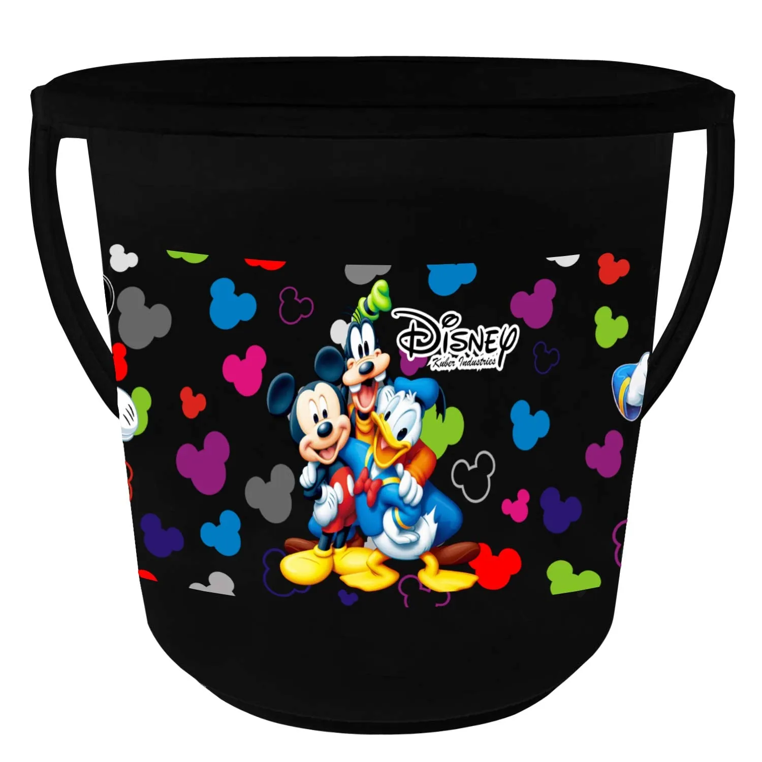 Kuber Industries Disney Team Mickey Print 4 Pieces Unbreakable Virgin Plastic Bathroom Bucket with Mug Set- Black, (2 Pc 16 LTR Bucket & 2 Pc 500 ML Mug) -HS_35_KUBMARTS17496