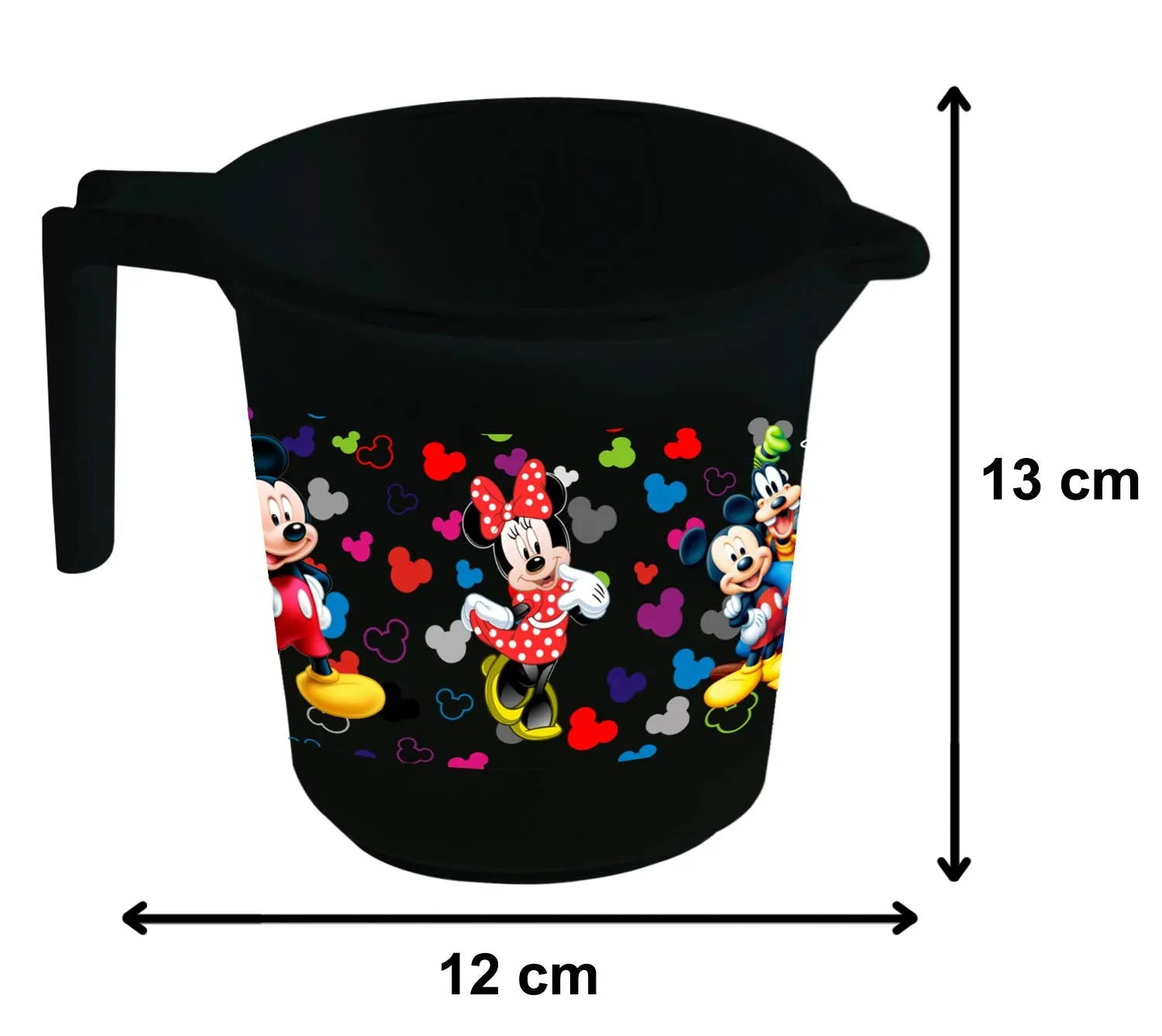 Kuber Industries Disney Team Mickey Print 4 Pieces Unbreakable Virgin Plastic Bathroom Bucket with Mug Set- Black, (2 Pc 16 LTR Bucket & 2 Pc 500 ML Mug) -HS_35_KUBMARTS17496