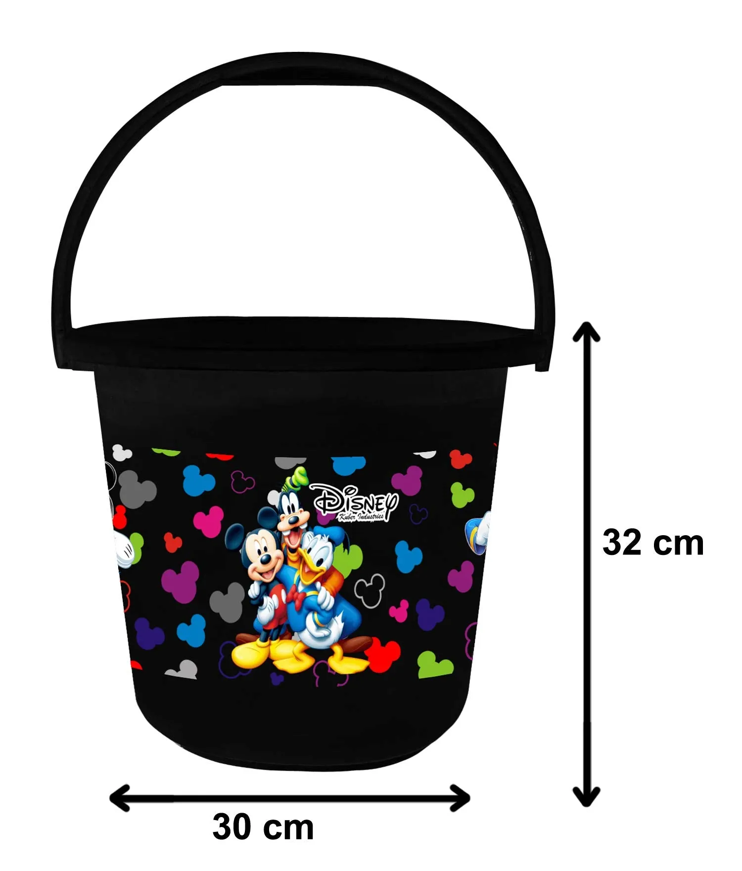 Kuber Industries Disney Team Mickey Print 4 Pieces Unbreakable Virgin Plastic Bathroom Bucket with Mug Set- Black, (2 Pc 16 LTR Bucket & 2 Pc 500 ML Mug) -HS_35_KUBMARTS17496