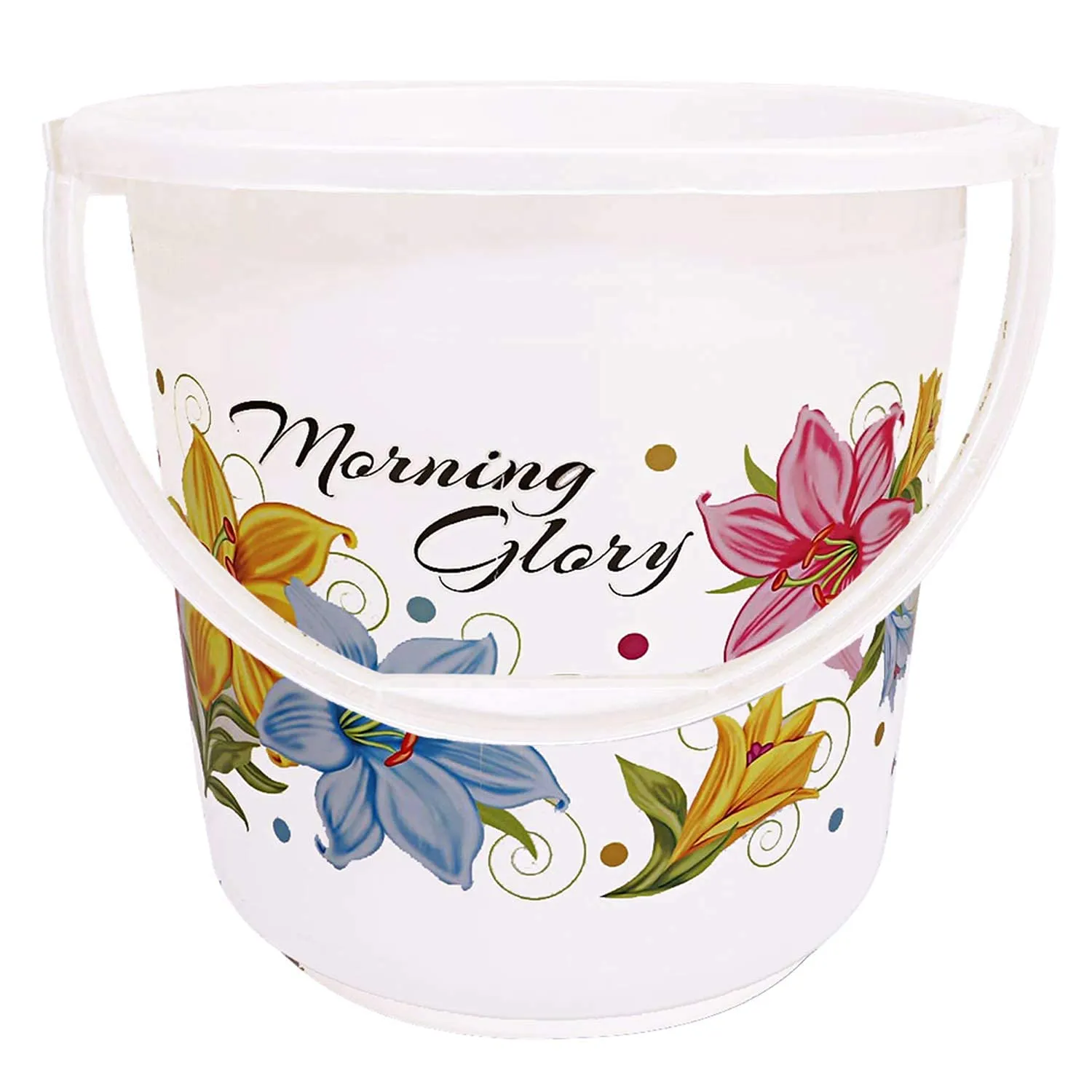 Kuber Industries Printed 2 Pieces Plastic Bathroom Bucket & Mug Set (White)