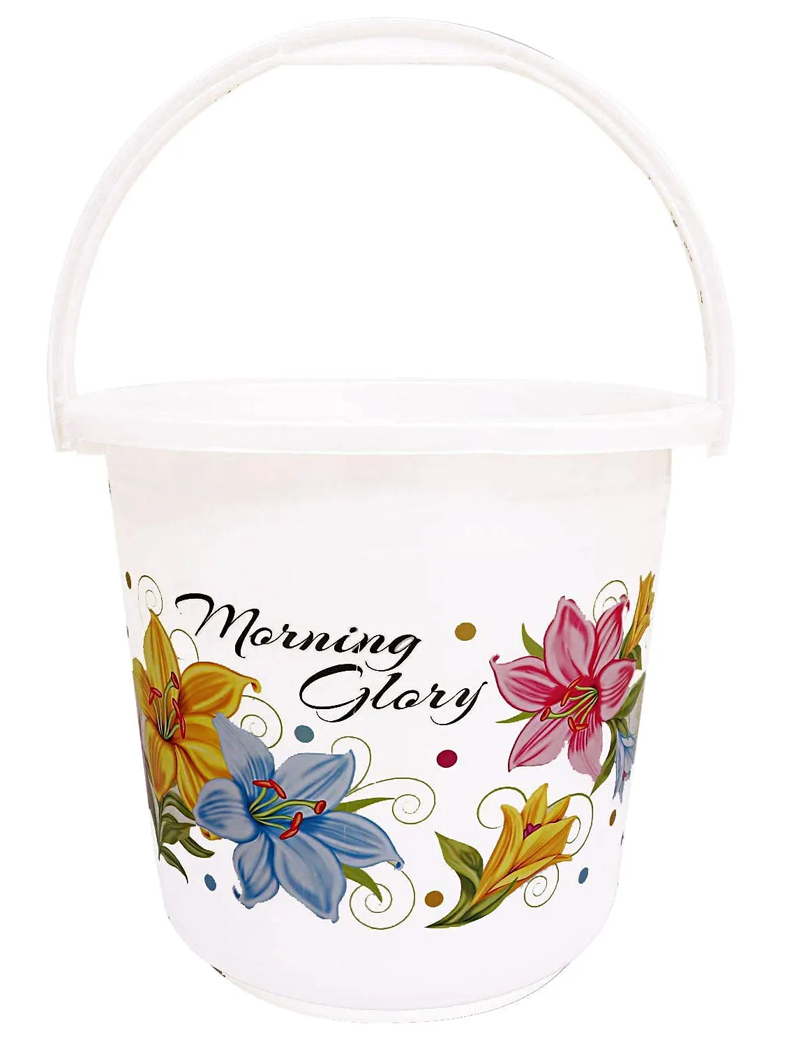 Kuber Industries Printed 2 Pieces Plastic Bathroom Bucket & Mug Set (White)