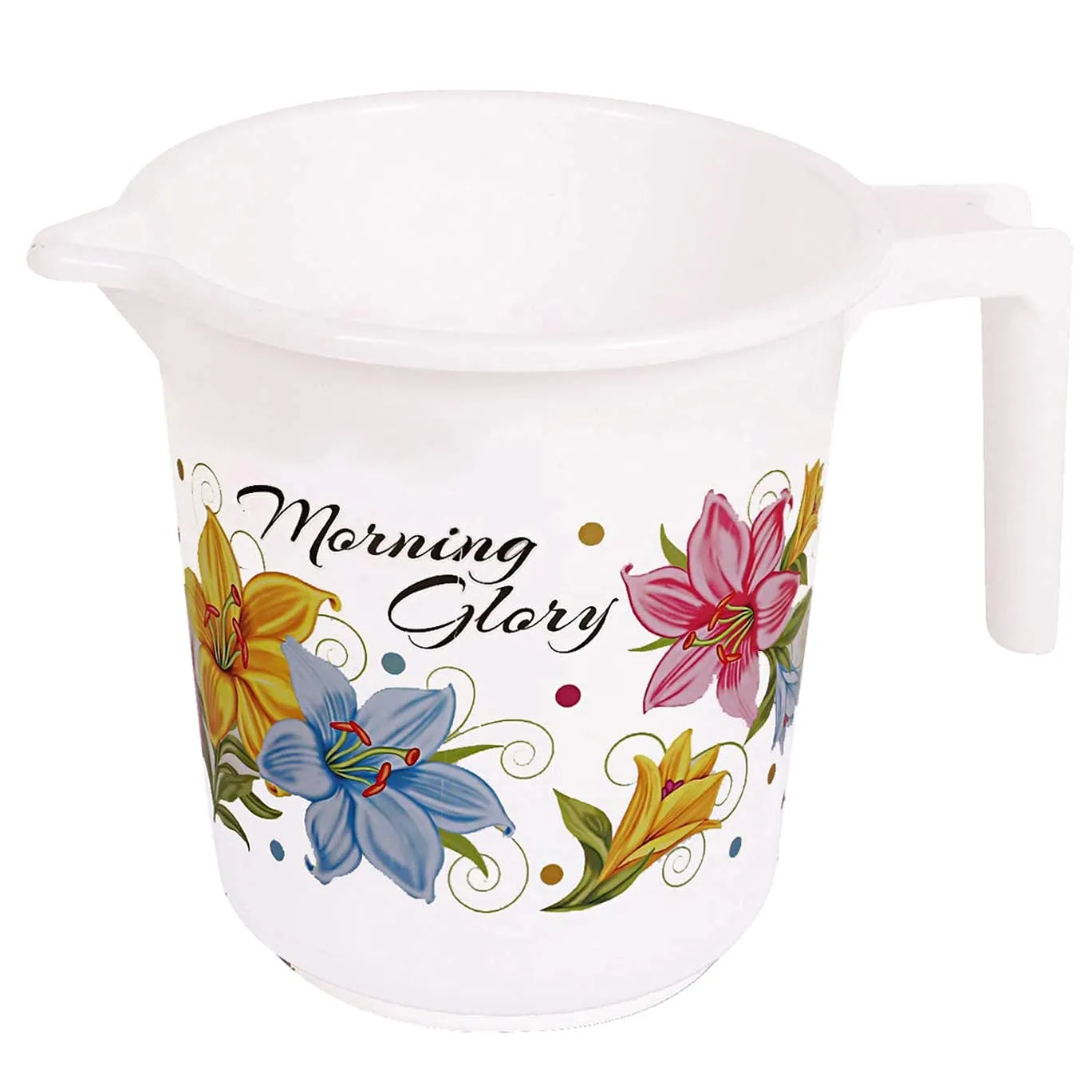 Kuber Industries Printed 2 Pieces Plastic Bathroom Bucket & Mug Set (White)