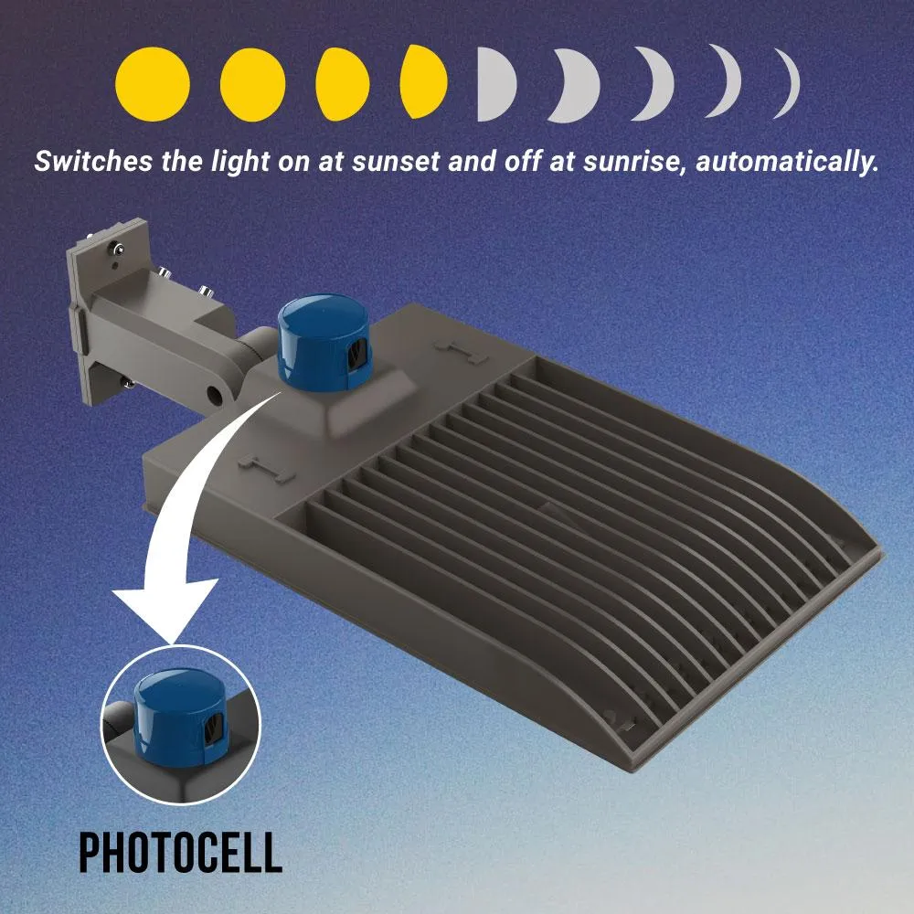 LED Pole Light 300Watt With Photocell, 5700K, Bronze Finish, 277-480V, Universal Mount, Dusk to Dawn Capable, Street Light - LED Parking Lot Light