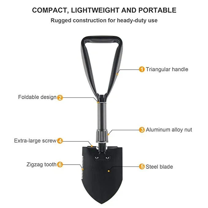 Mini Folding Shovel | High Carbon Steel | Portable | Lightweight | Outdoor Tactical Survival | Foldable Mini Shovel