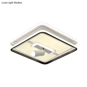 Minimalist Black Square Panel Flush LED Ceiling Lamp - 19.5"/23.5" Wide, Warm/White Light