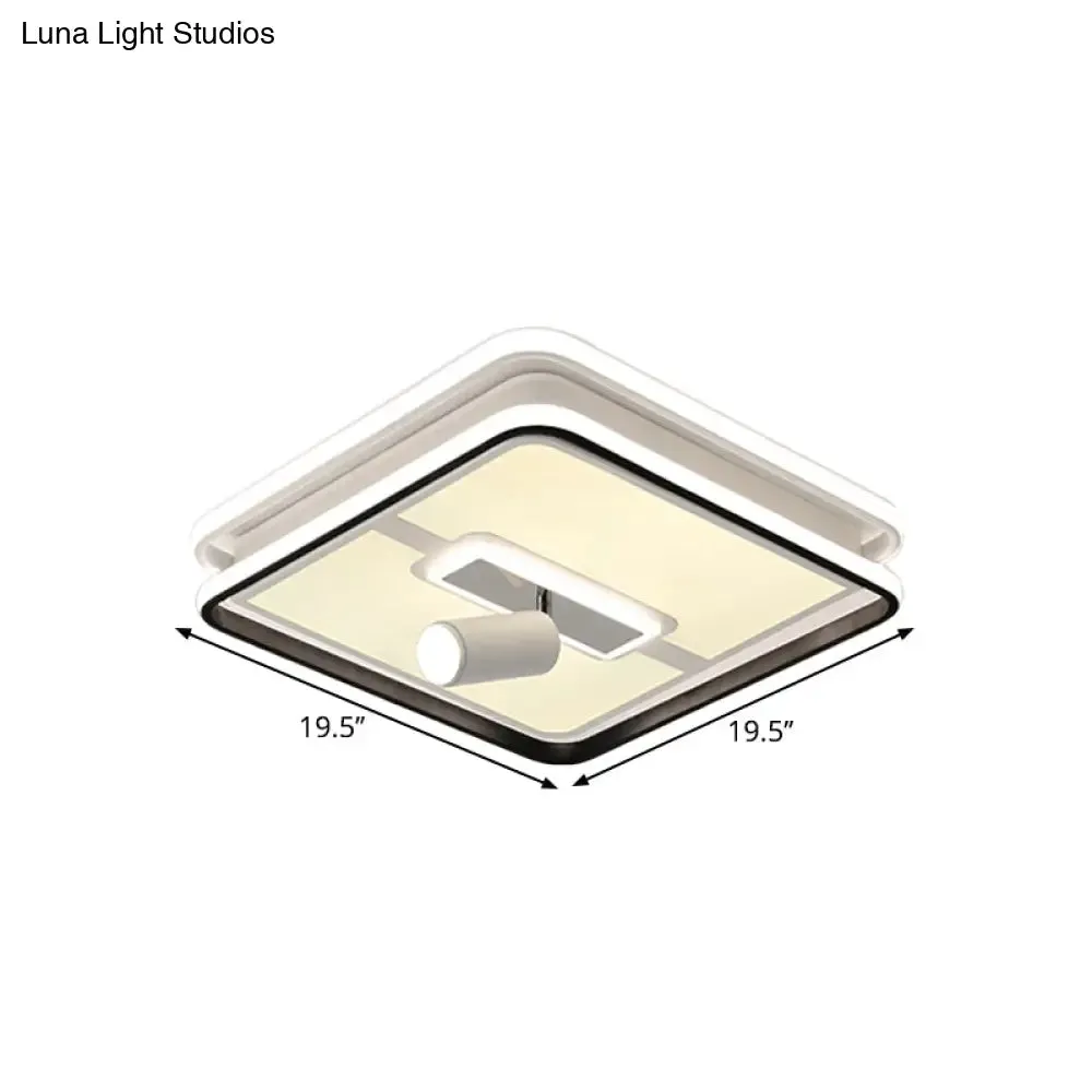 Minimalist Black Square Panel Flush LED Ceiling Lamp - 19.5"/23.5" Wide, Warm/White Light