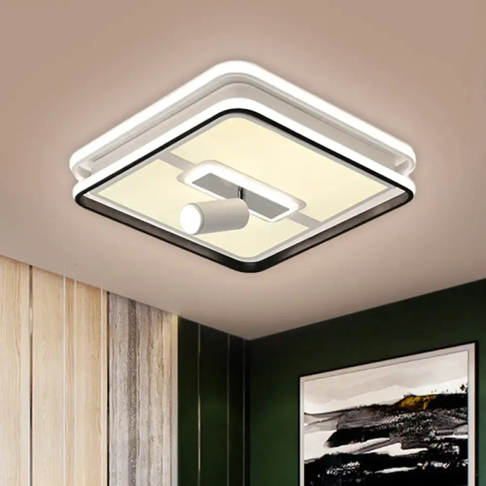 Minimalist Black Square Panel Flush LED Ceiling Lamp - 19.5"/23.5" Wide, Warm/White Light