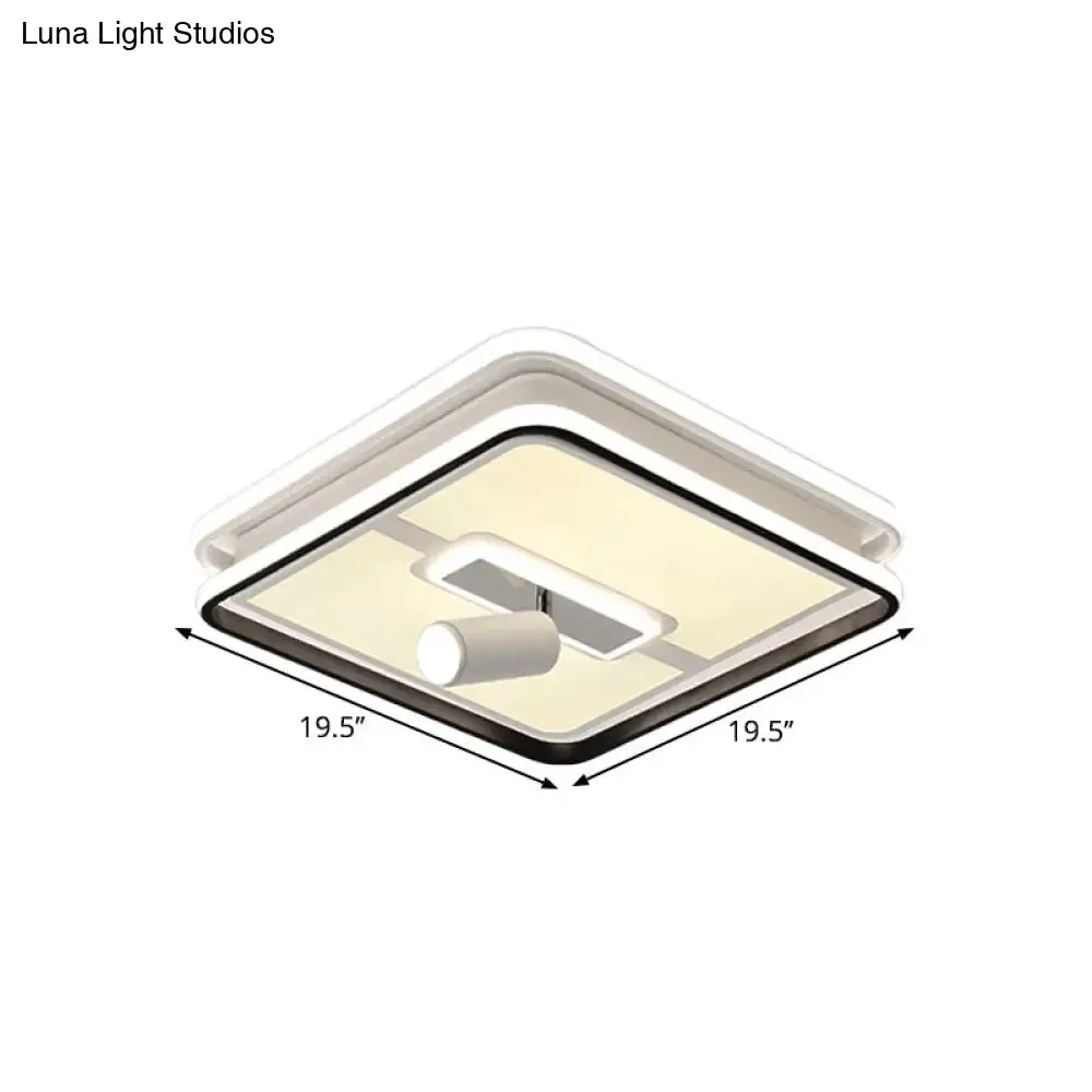 Minimalist Black Square Panel Flush LED Ceiling Lamp - 19.5"/23.5" Wide, Warm/White Light