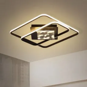 Minimalist LED Flush Ceiling Lamp: Acrylic Square Frame, Black Flush Mount Lighting