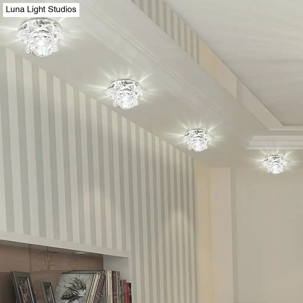 Modern Crystal Clear LED Flushmount Ceiling Light for Living Room