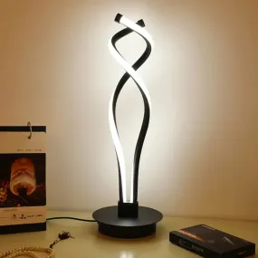 Modern LED Desk Lamp - Twist Design, Minimalist Black/White, Acrylic Shade - Ideal for Bedroom Task Lighting