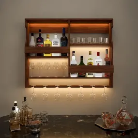 ODEJIA Wall-Mounted Wine Rack & Glass Holder – 30x24 Inch Rosewood Bar Cabinet