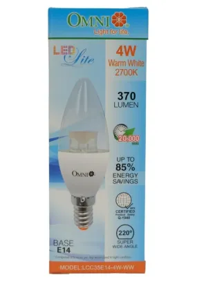 Omni Led Clear Chandelier Bulb 4W E14 Ww