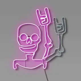 Open Box - 19" LED Faux Neon Halloween Silhouette Light Skeleton Sign with Motion - Hyde & EEK! Boutique: UL Listed, PVC, Indoor/Outdoor Use