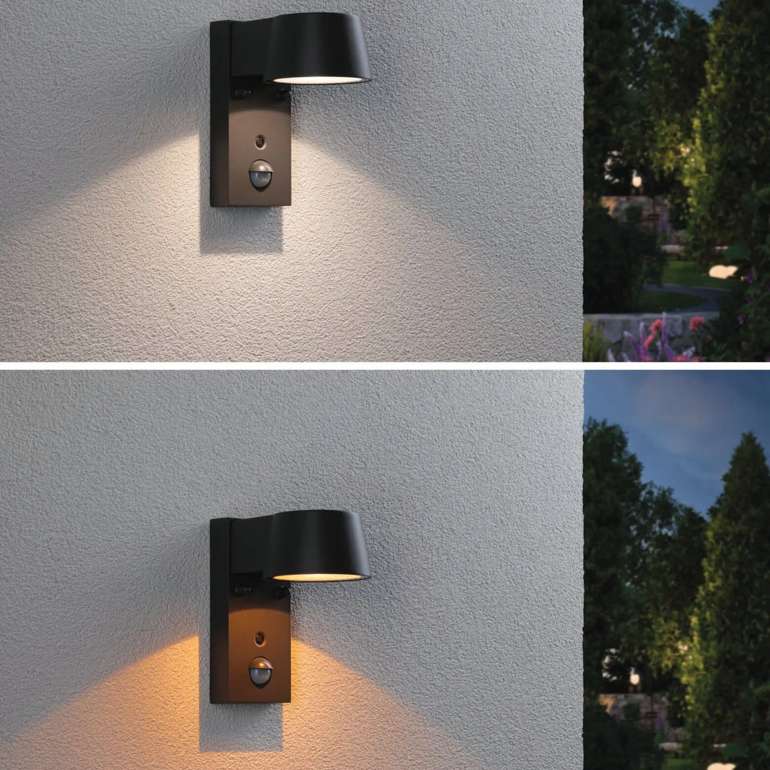 Outdoor Capea 8W LED Wall Light with Motion Detection and Insect Friendly Lumination in Anthracite