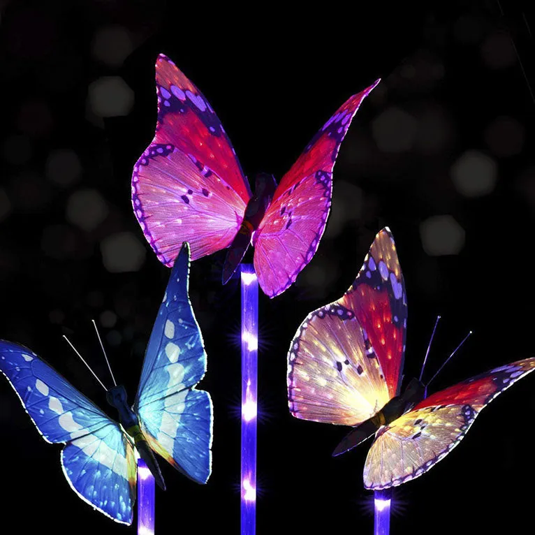 Outdoor Decoration Simulation Fiber Optic Butterfly LED Lawn Insert Landscape Light