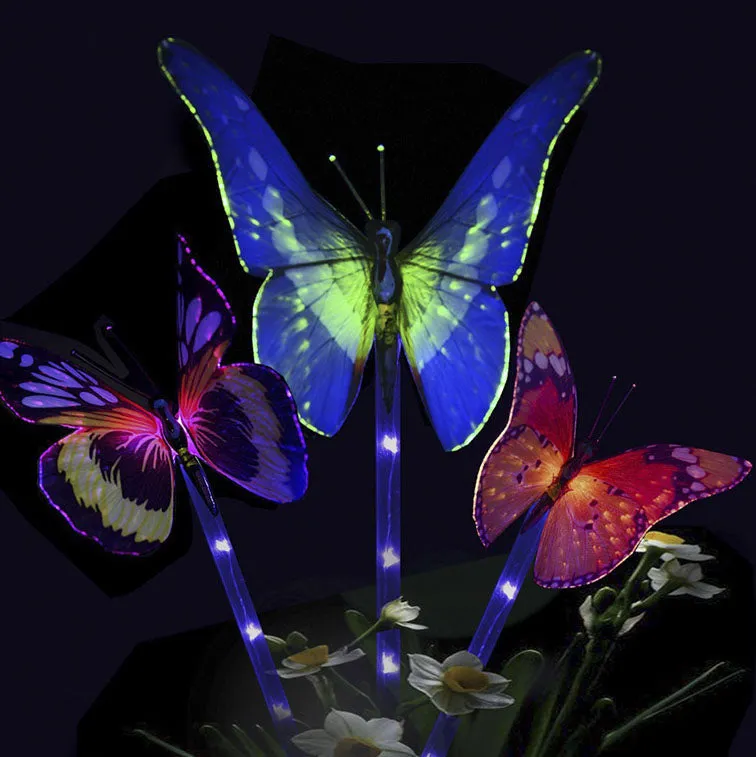 Outdoor Decoration Simulation Fiber Optic Butterfly LED Lawn Insert Landscape Light