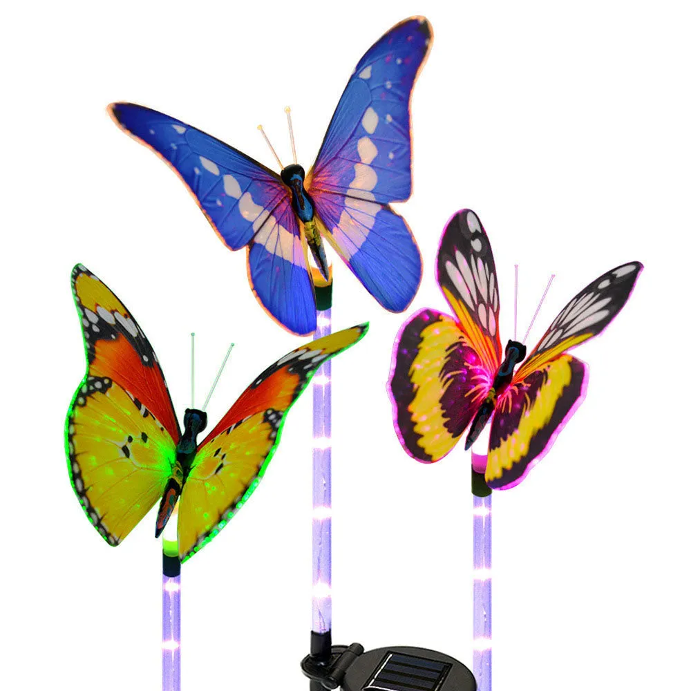 Outdoor Decoration Simulation Fiber Optic Butterfly LED Lawn Insert Landscape Light