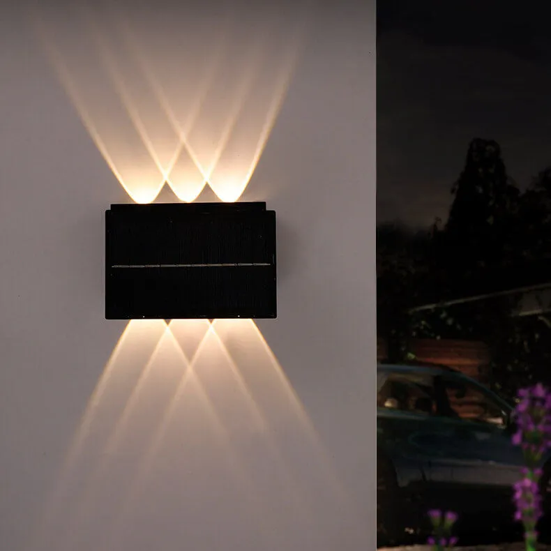 Outdoor Solar Square Panel LED Waterproof Patio Wall Sconce Lamp