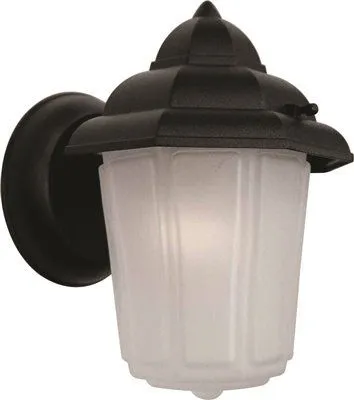 Outdoor Wall Lantern Black With Frosted Glass 6 X 8-3/4 Inch  Uses (1) 7-Watt Pl Fluorescent Lamp