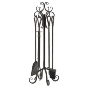 Panacea™ 15916 Scroll Top Fireplace Tool Set, Brushed Bronze, 5-Piece