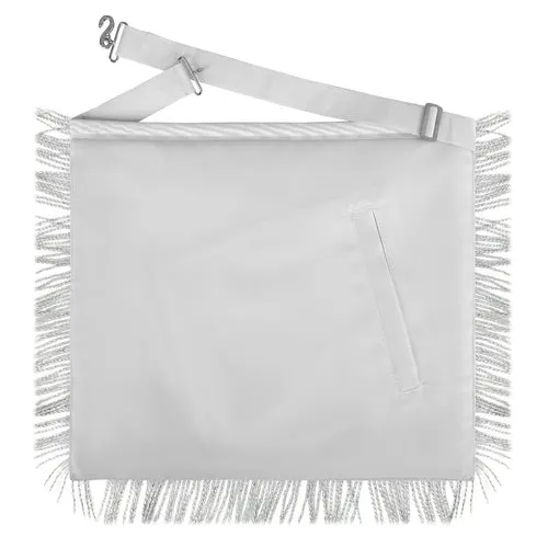 Past Master Blue Lodge California Regulation Apron - Silver Borders With Silver Fringe