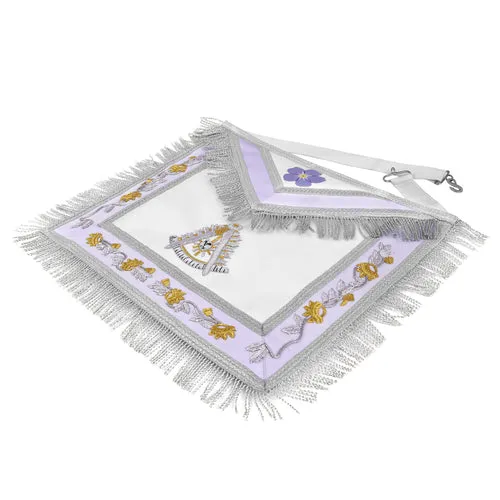 Past Master Blue Lodge California Regulation Apron - Silver Borders With Silver Fringe