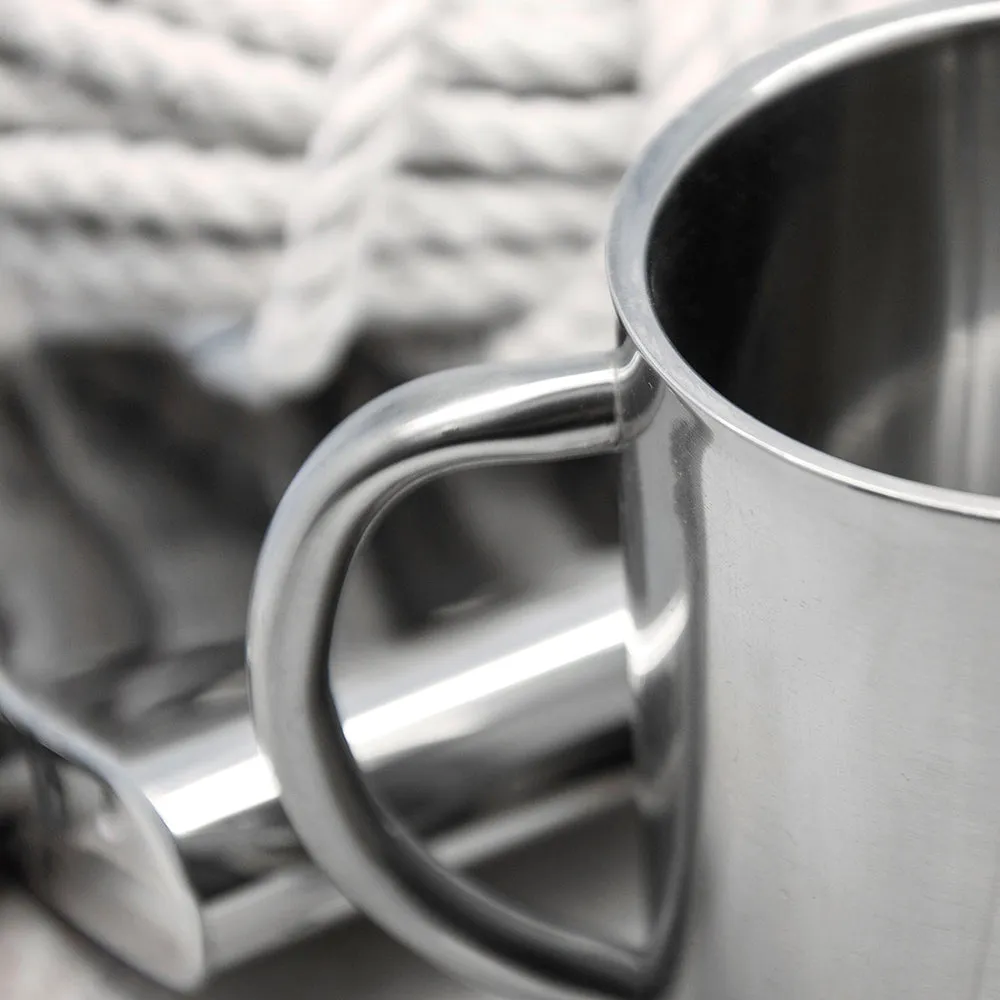 Personalised Name With Swirl Brackets Silver Outdoor Mug