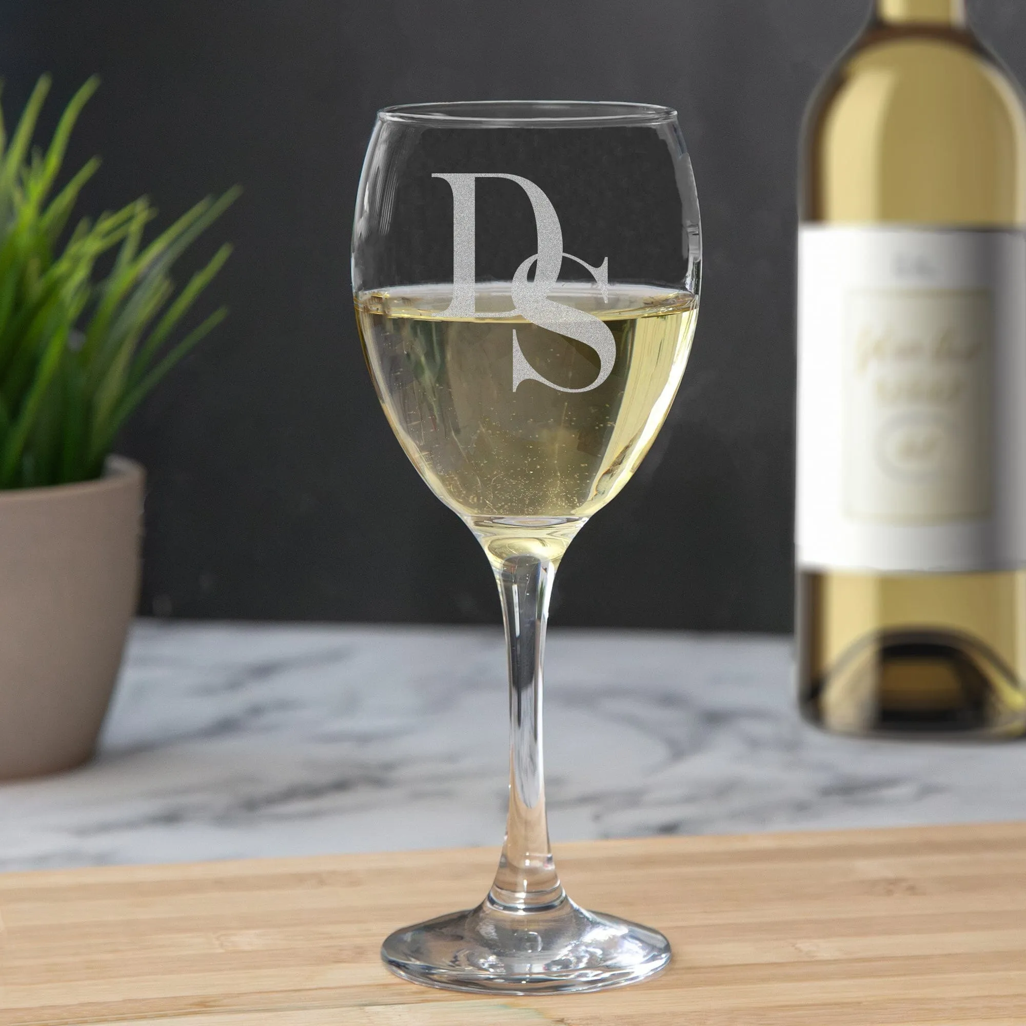 Personalised With Initial Wine Glass