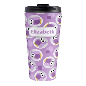 Personalized Funny Cute Purple Owl Pattern Travel Mug